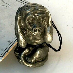 Heritage Pewter Figurine Hear no Evil Monkey Vintage Gift NWT Office Desk Decor